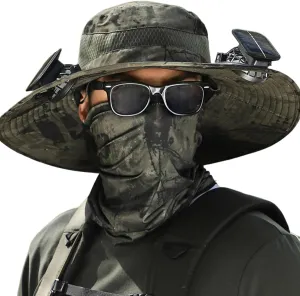 Wide Brim Solar Powered Fan Hat, UPF 50  Solar Fan Sun Hat for Fishing Hiking Beach Camping Outdoor