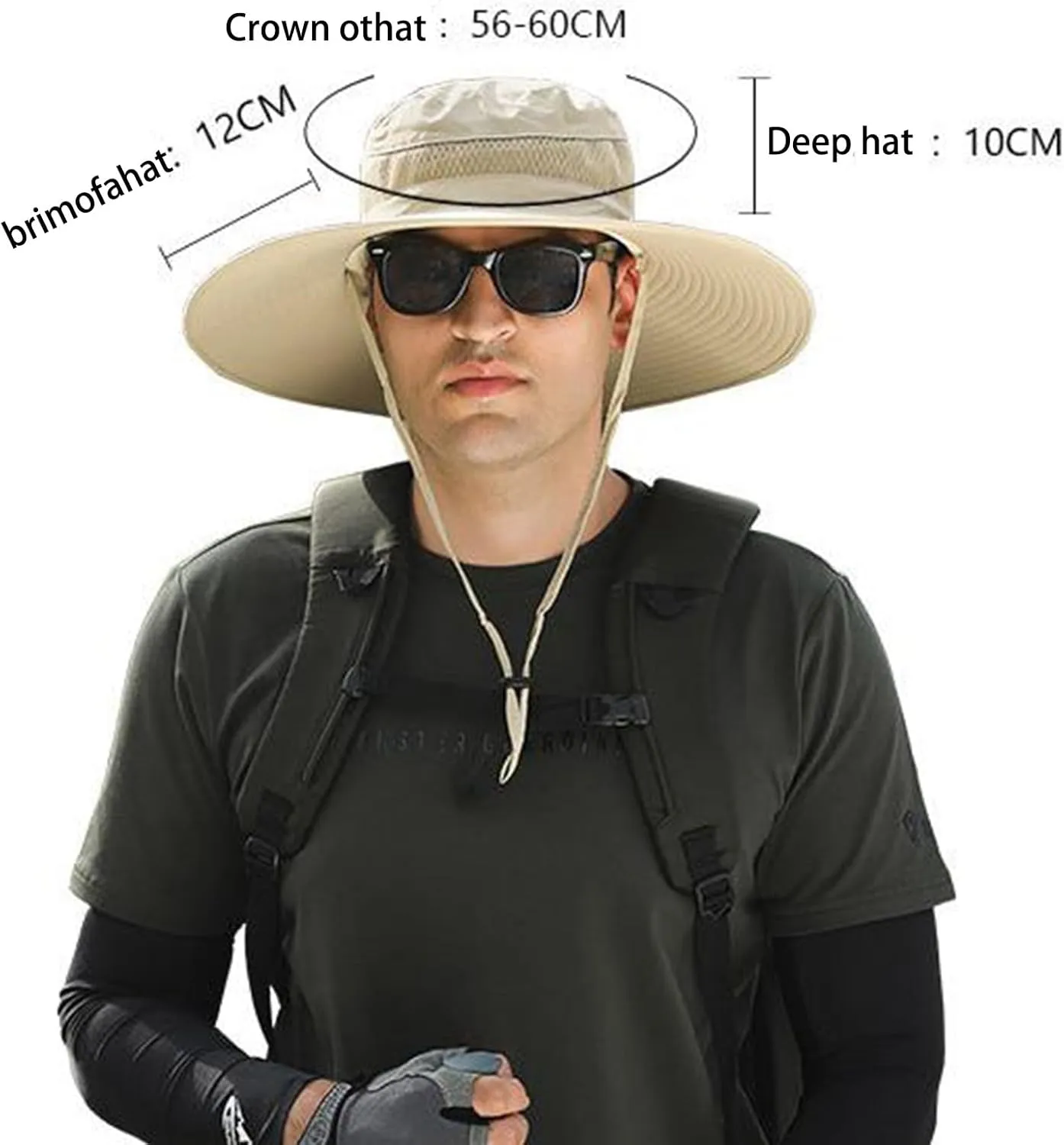 Wide Brim Solar Powered Fan Hat, UPF 50  Solar Fan Sun Hat for Fishing Hiking Beach Camping Outdoor