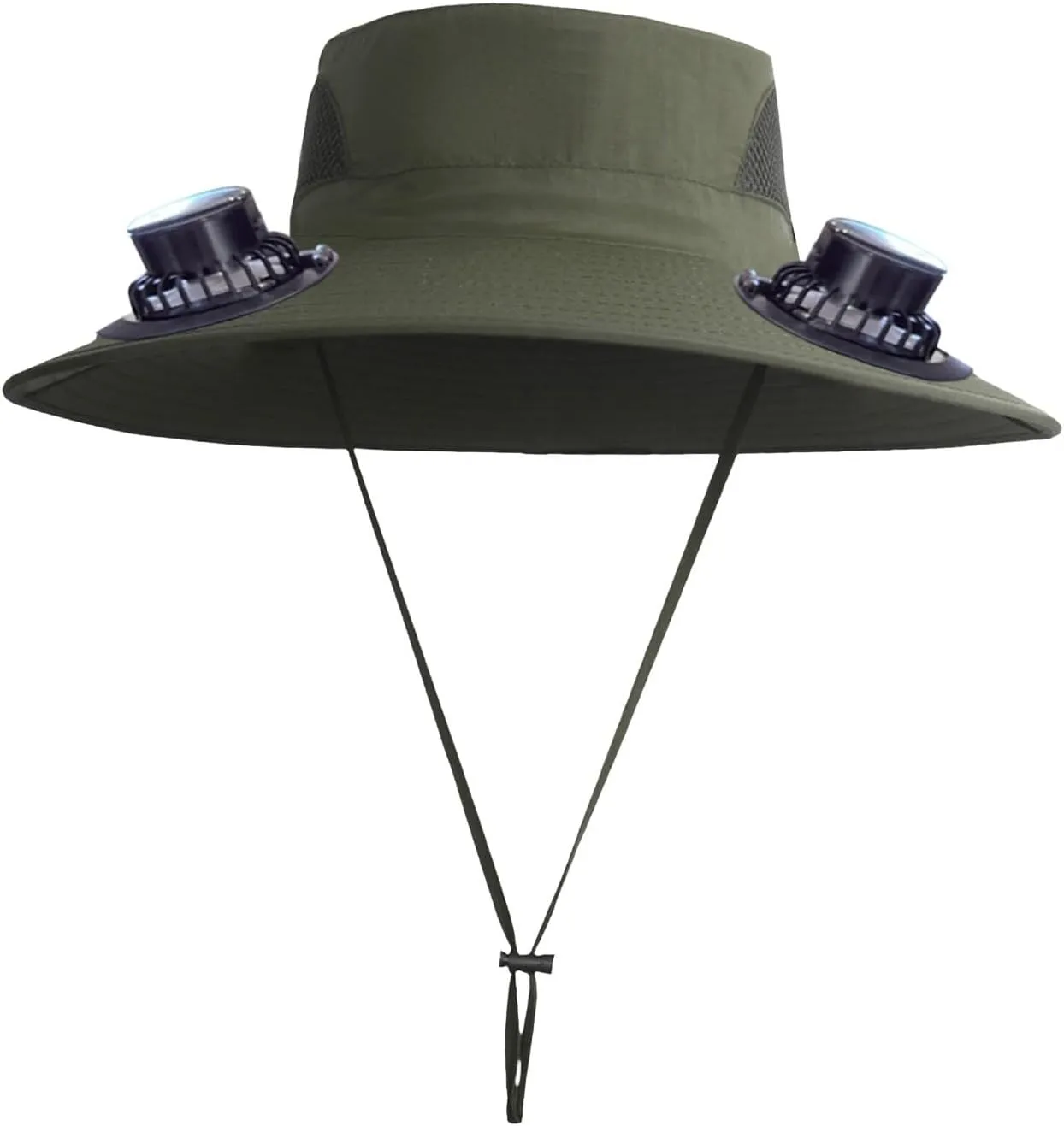 Wide Brim Sun Hat with 2 Solar Fan, 3 Speed Adjustable Fan Hat, Solar & USB Charging Fan, Bucket Fishing & Beach Hat