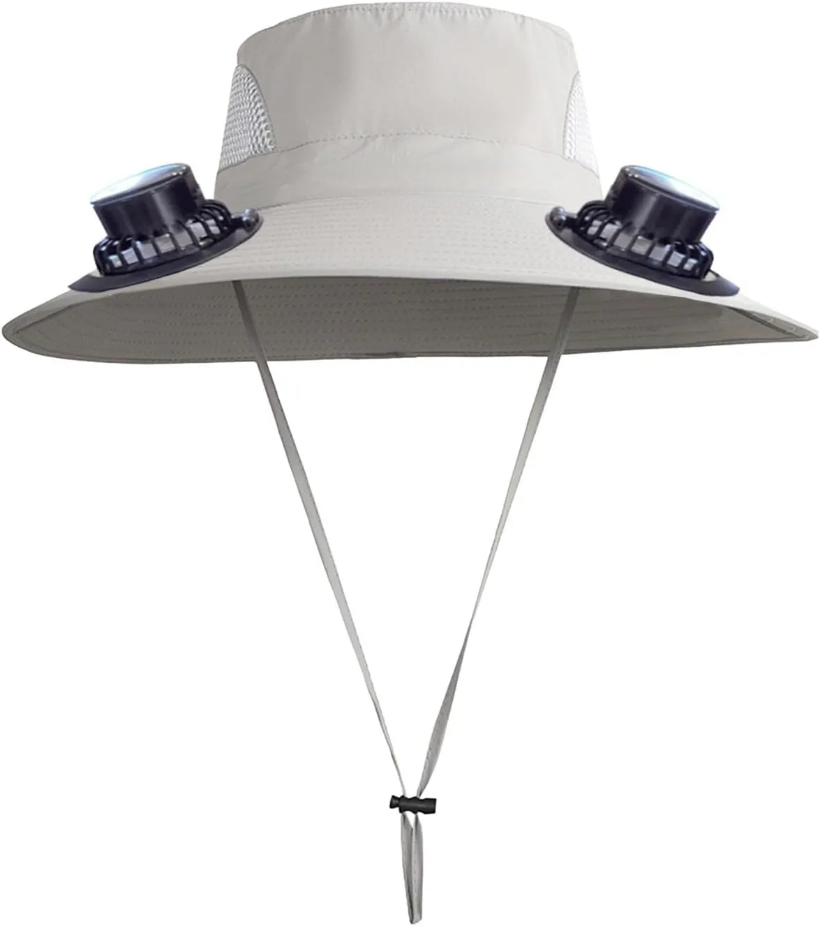 Wide Brim Sun Hat with 2 Solar Fan, 3 Speed Adjustable Fan Hat, Solar & USB Charging Fan, Bucket Fishing & Beach Hat