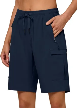 Willit Women's 7''/9" Hiking Cargo Athletic Shorts with Zipper Pockets Quick Dry for Camping, Golf, Travel Water Resistant