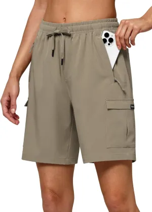 Willit Women's 7''/9" Hiking Cargo Athletic Shorts with Zipper Pockets Quick Dry for Camping, Golf, Travel Water Resistant