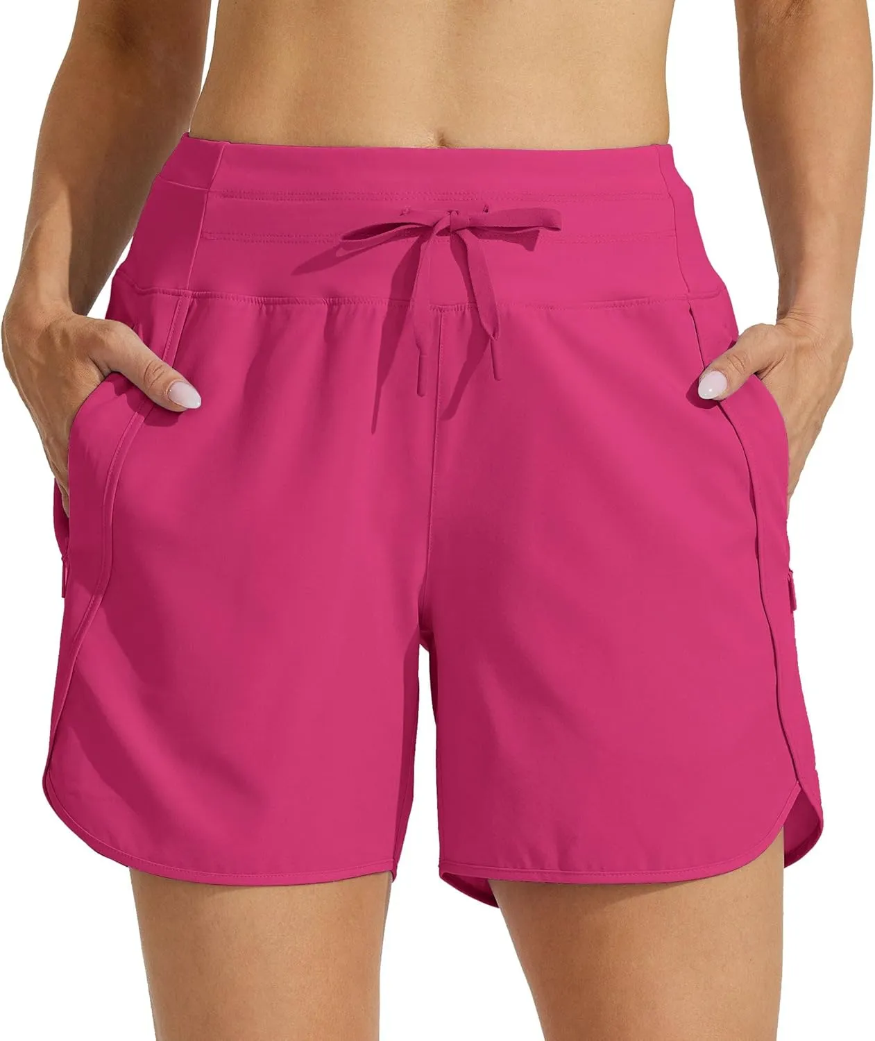 Willit Women's Athletic Running Shorts 5" Quick Dry Workout Hiking High Waisted Active Gym Exercise Zipper Pocket