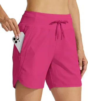 Willit Women's Athletic Running Shorts 5" Quick Dry Workout Hiking High Waisted Active Gym Exercise Zipper Pocket