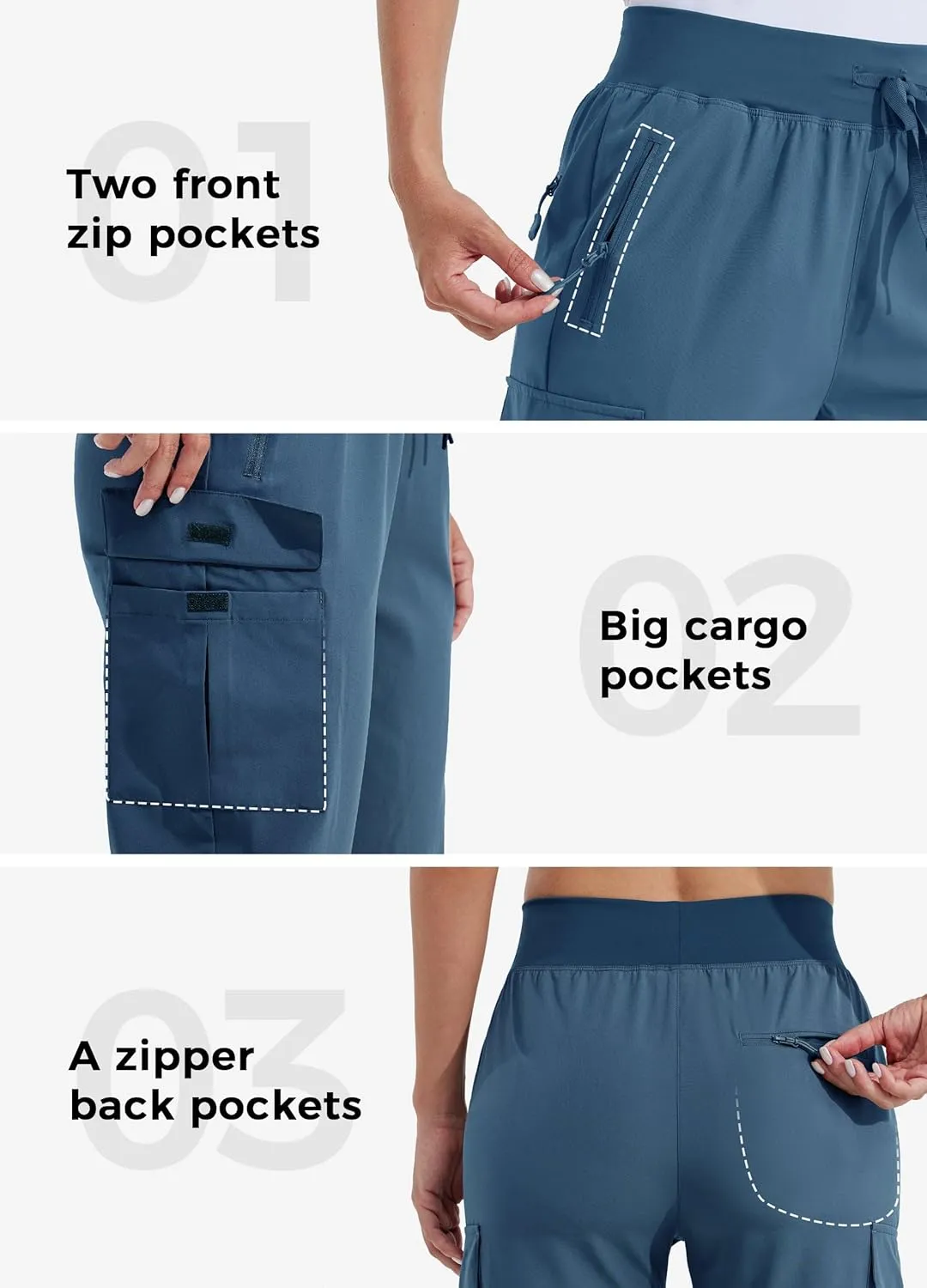 Willit Women's Cargo Hiking Pants Lightweight Athletic Outdoor Travel Joggers Quick Dry Workout Pants Water Resistant