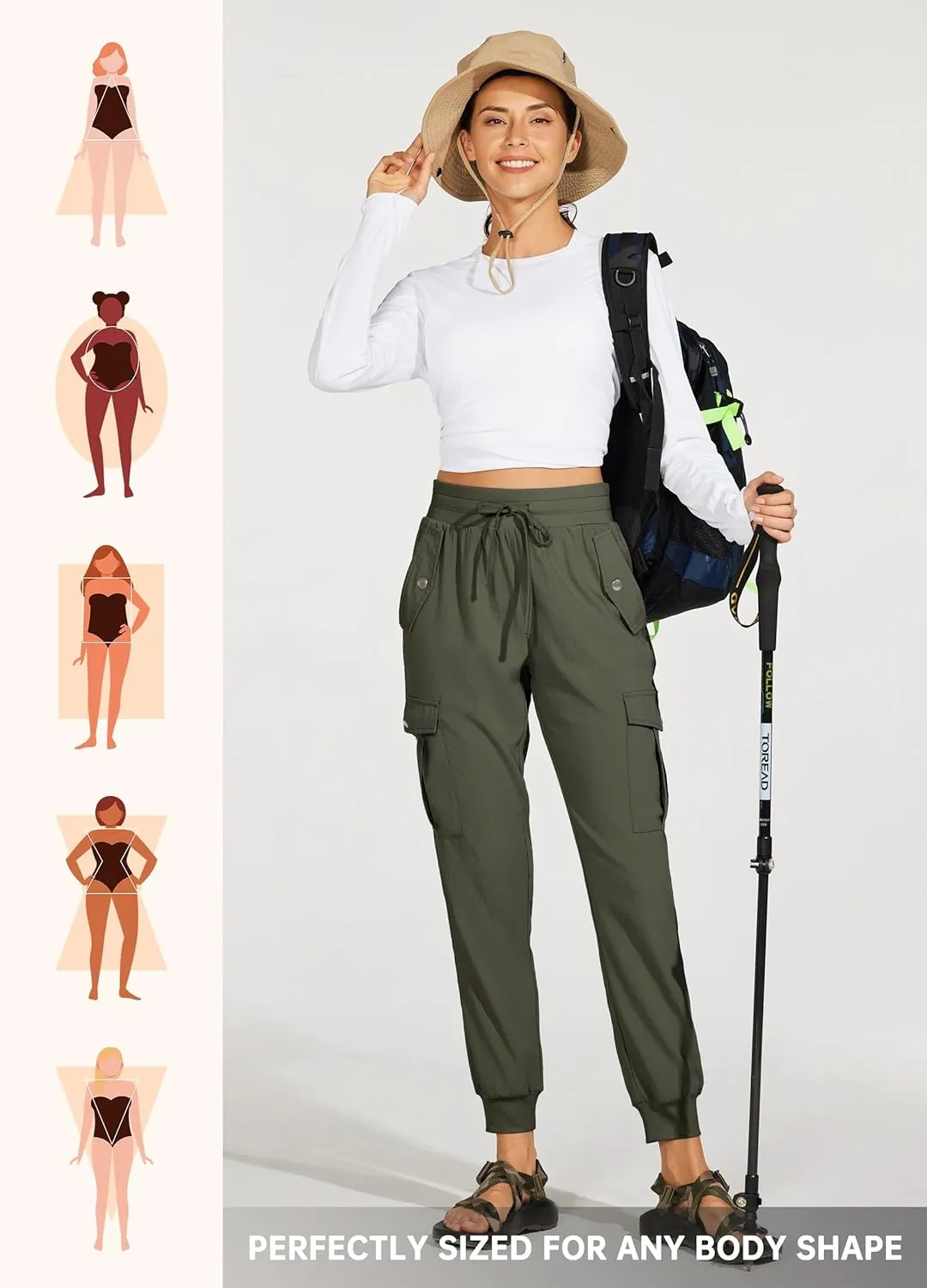 Willit Women's Hiking Pants Cargo Joggers Lightweight Quick Dry Athletic Workout Travel Casual Pants Pockets