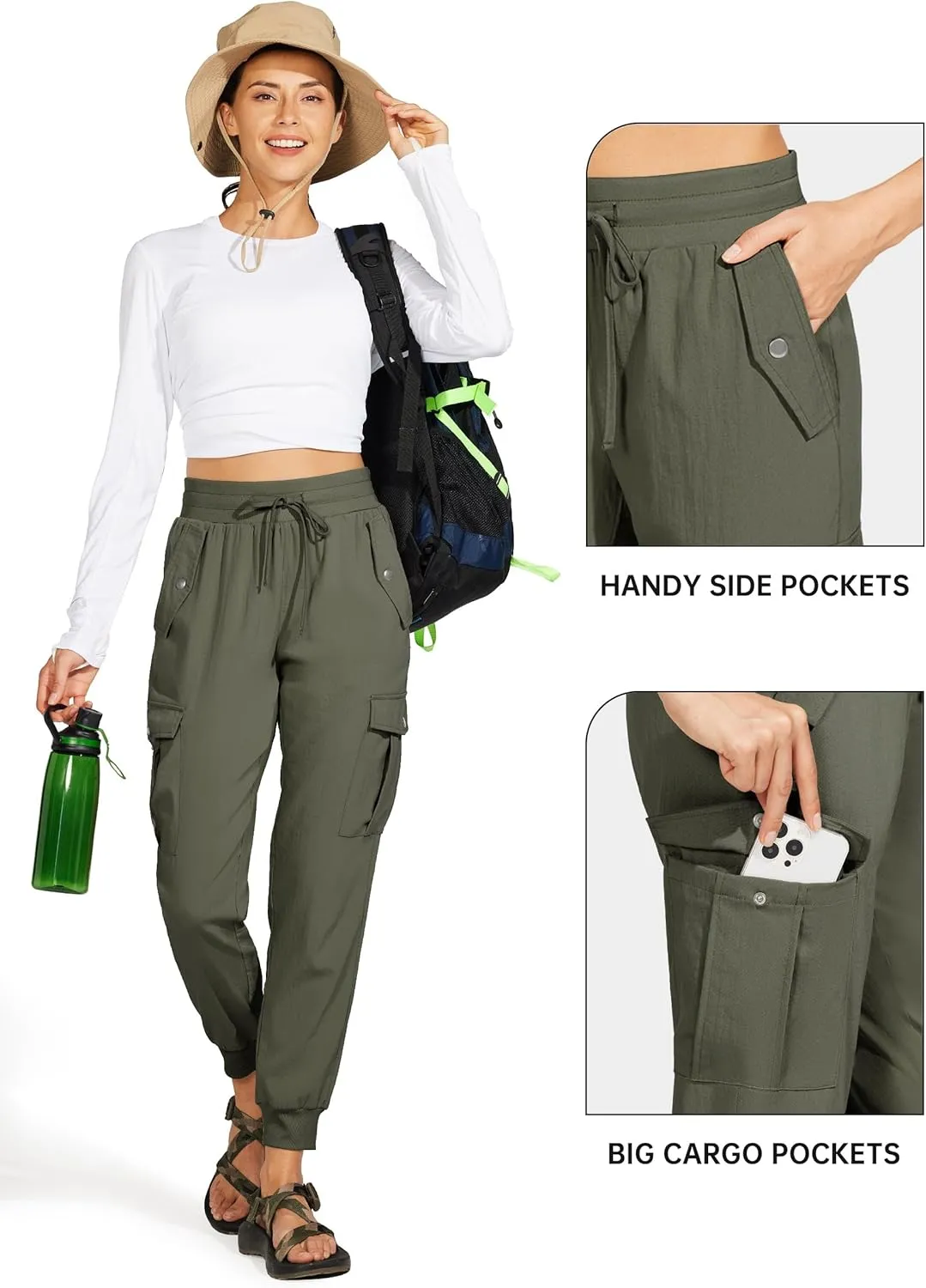 Willit Women's Hiking Pants Cargo Joggers Lightweight Quick Dry Athletic Workout Travel Casual Pants Pockets