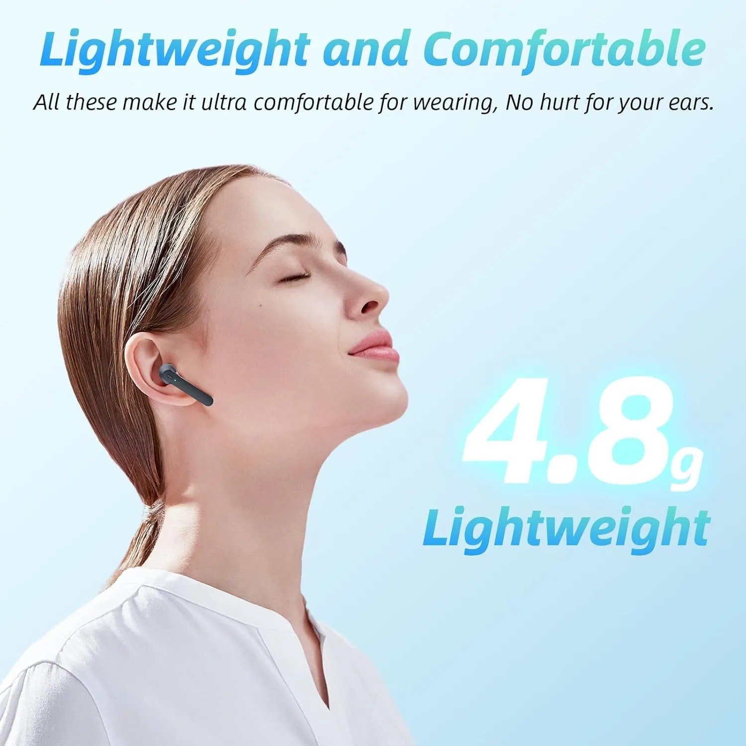 Wireless Earbuds 8H Continuous Playtime Bluetooth Ear Buds, IPX6 Waterproof Stereo Sound Wireless Headphones with Microphone and Charging Case with 40H Playtime Capacity for Android iPhone Blue