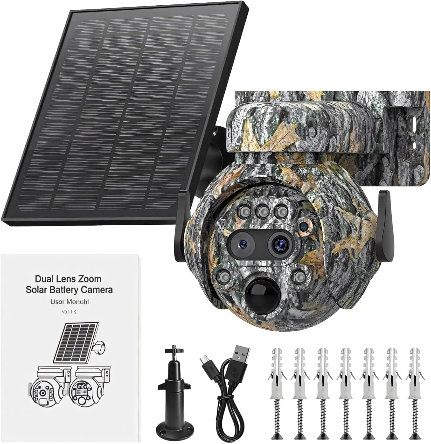 Wireless Solar Camouflage Trail Camera, 6Mp, 12X Zoom, 360° Surveillance, Night Vision