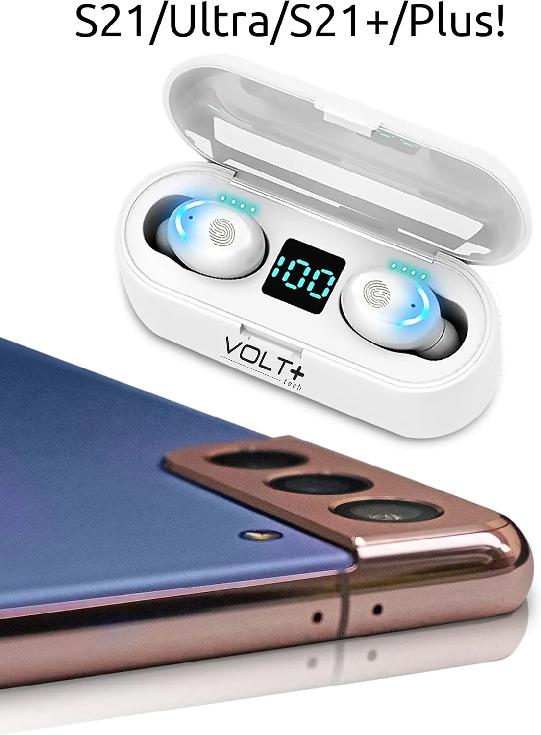 Wireless V5.3 Bluetooth Earbuds Compatible with Kurio Tab Ultra 2 and 2,000Mah PowerBank LED Display, Mic 8D Bass IPX7 Waterproof/Sweatproof