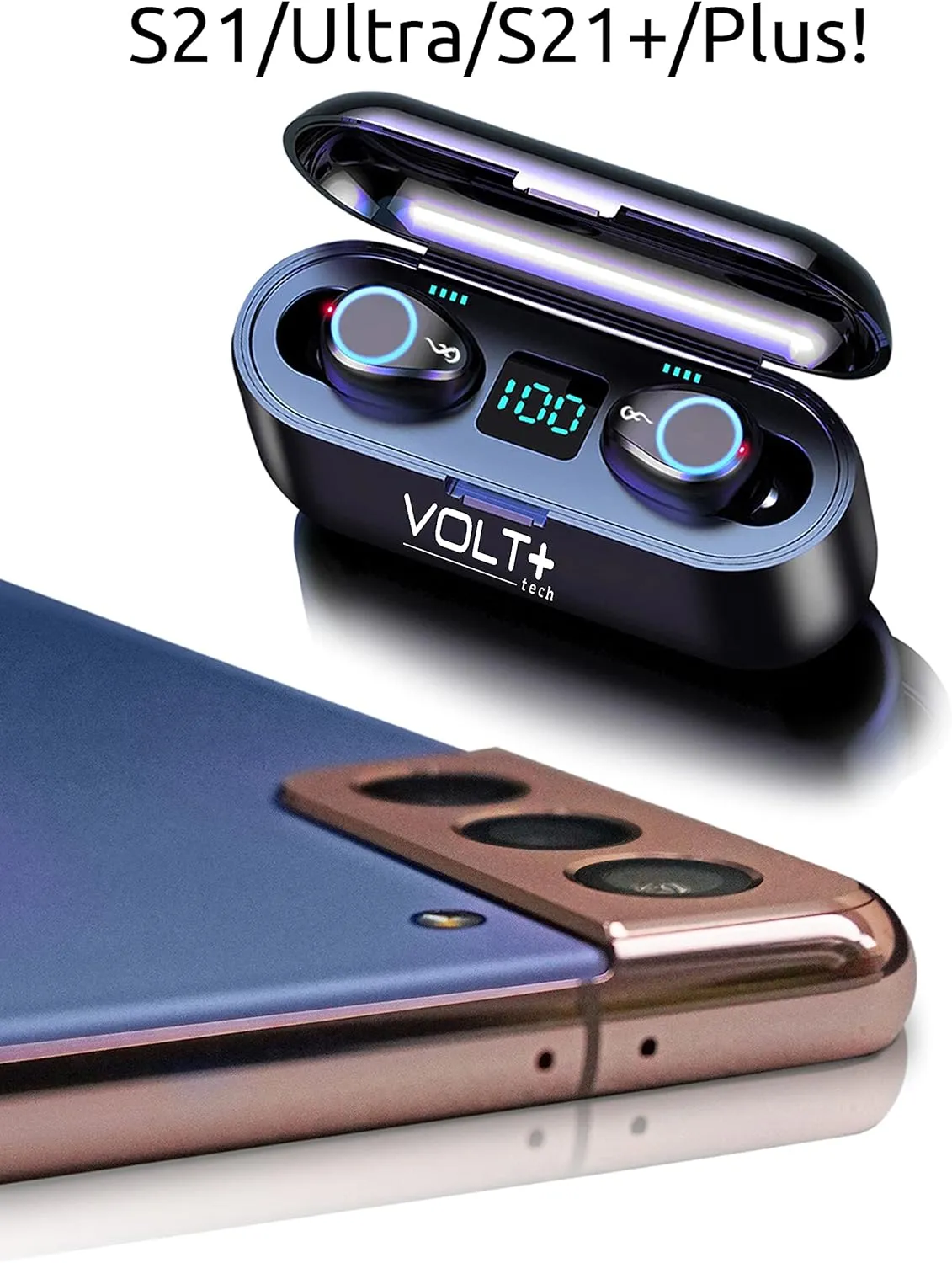 Wireless V5.3 Bluetooth Earbuds Compatible with Sony Ericsson Xperia X1 and 2,000Mah PowerBank LED Display, Mic 8D Bass IPX7 Waterproof/Sweatproof