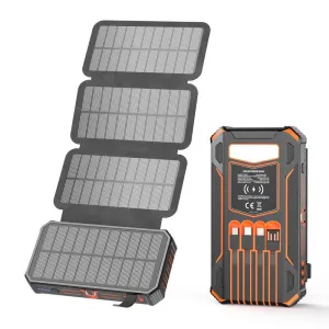 with Portable All Devices Charger Power Charging Outputs,15W for Wireless Bank, Cables 4 Fast 48000Mah Battery Mobile Pack with Portable High-standard C, USB Charger Flashlight & Feature-rich Power Bank Solar with 7 Built-In