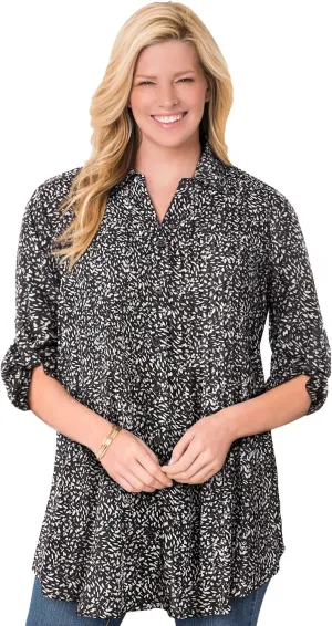 Woman Within Plus Size Rayon 7-Day Pintucked Tunic Blouse
