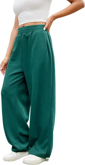 Women Baggy Sweatpants Casual Wide Leg Drawstring Athletic Fit Joggers Lounge Pants Trousers with Pockets