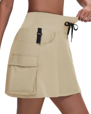 Women's 16" 20" Hiking Cargo Skort Skirt - High Waisted Golf Dressy Casual Workout Sport Skirt with Liner Quick Dry