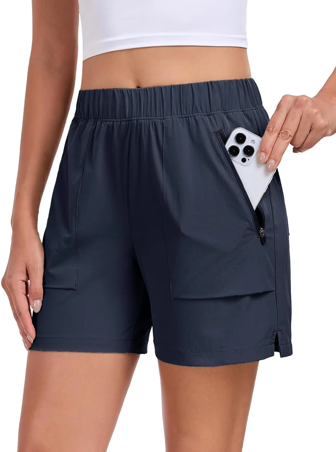 Womens 5'' Hiking Athletic Shorts Quick Dry Lightweight Golf Casual Summer Shorts with Zipper Pockets