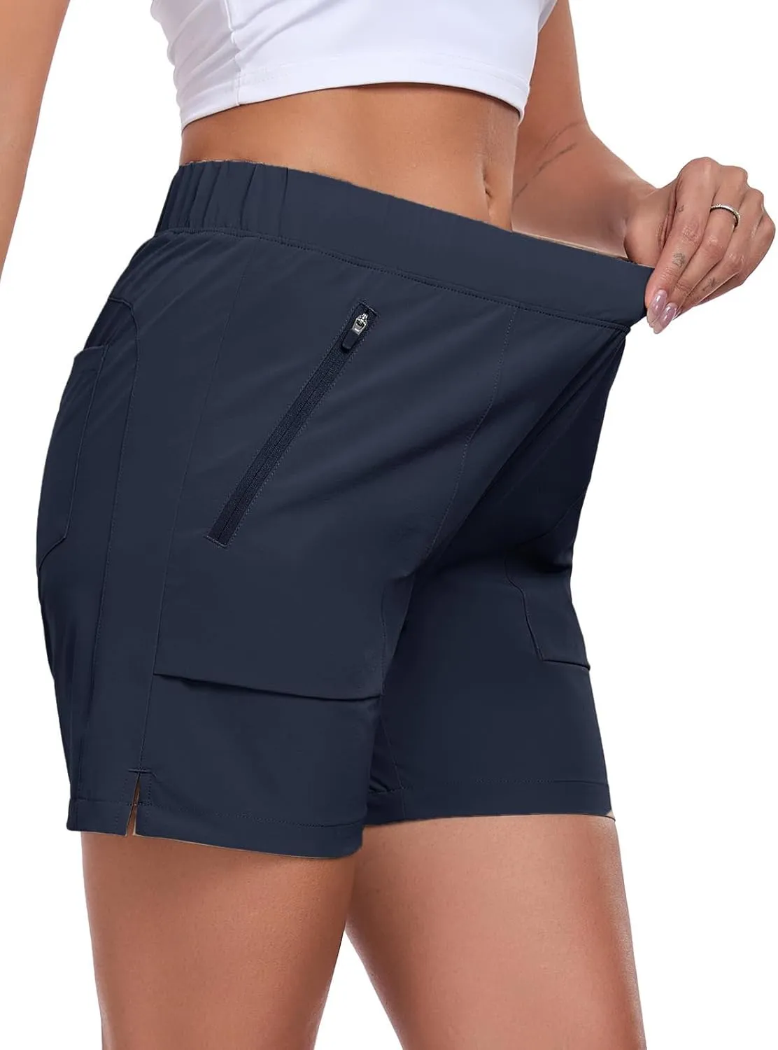 Womens 5'' Hiking Athletic Shorts Quick Dry Lightweight Golf Casual Summer Shorts with Zipper Pockets