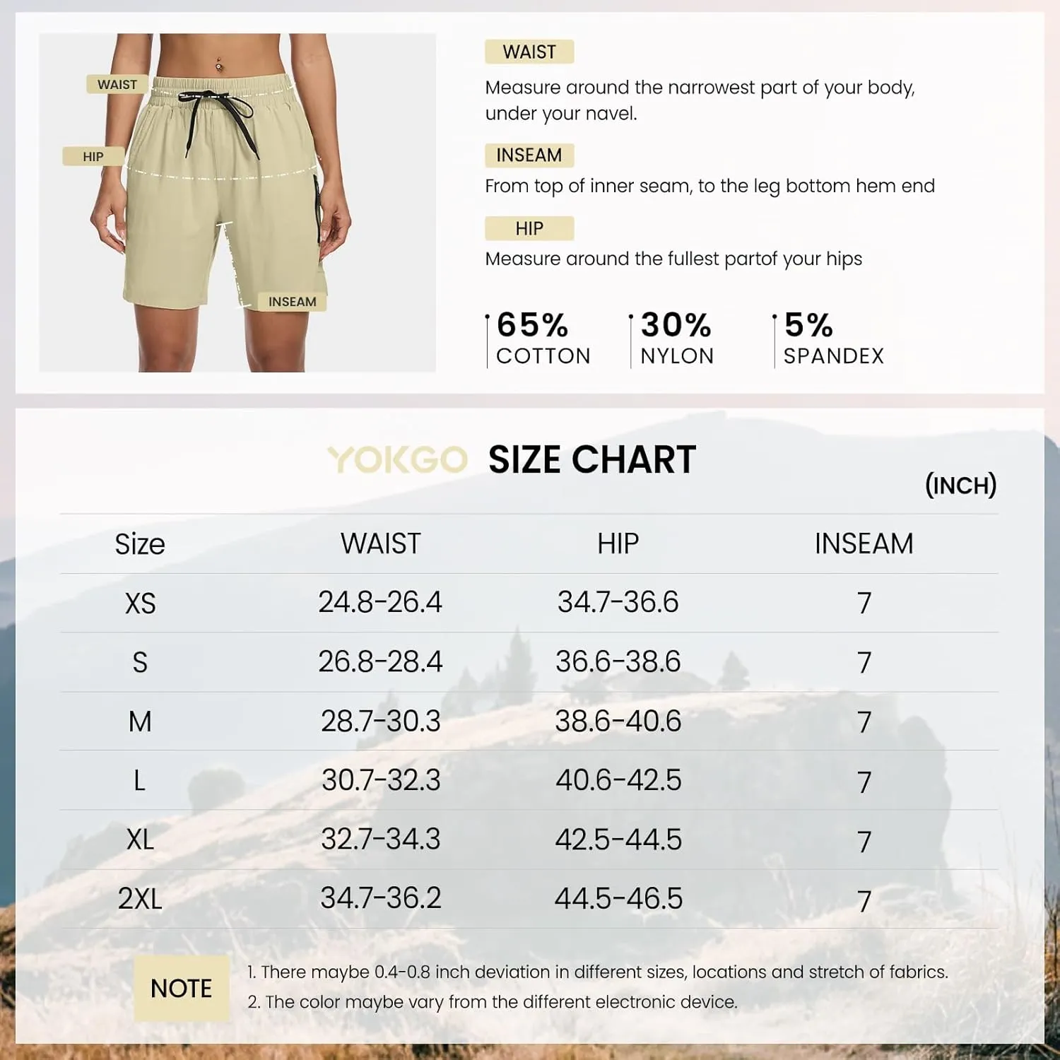 Women's 7" Hiking Cargo Shorts Quick Dry Athletic Short Pants Outdoor Water Resistant Bermuda Shorts with Multi Pockets