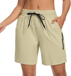 Women's 7" Hiking Cargo Shorts Quick Dry Athletic Short Pants Outdoor Water Resistant Bermuda Shorts with Multi Pockets