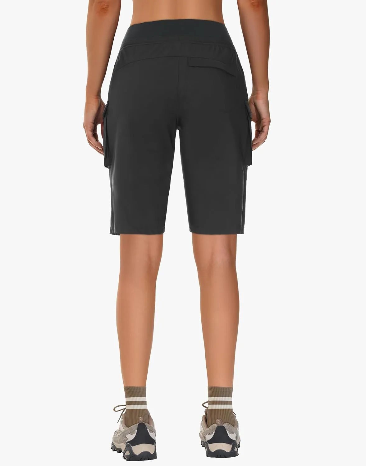 Women's 9" Bermuda Hiking Shorts Knee Length Zipper Pockets Quick Dry Lightweight UPF50 Long Shorts for Summer Travel