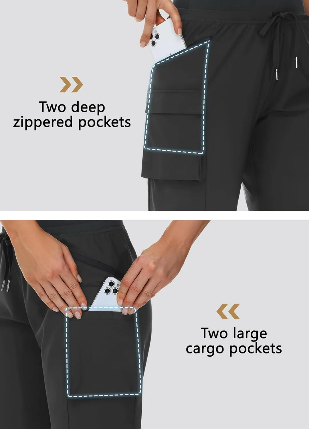 Women's 9" Bermuda Hiking Shorts Knee Length Zipper Pockets Quick Dry Lightweight UPF50 Long Shorts for Summer Travel