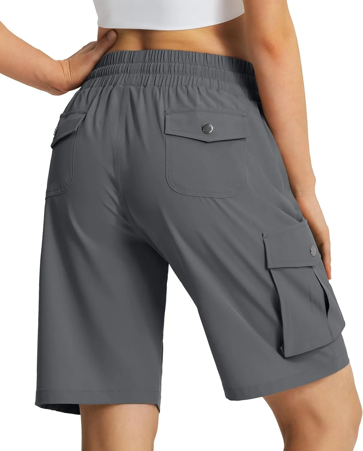 Women's 9" Hiking Cargo Shorts Quick Dry Lightweight Summer Shorts for Camping Travel Golf 6 Pockets