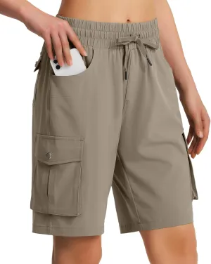 Women's 9" Hiking Cargo Shorts Quick Dry Lightweight Summer Shorts for Camping Travel Golf 6 Pockets