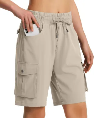 Women's 9" Hiking Cargo Shorts Quick Dry Lightweight Summer Shorts for Camping Travel Golf 6 Pockets