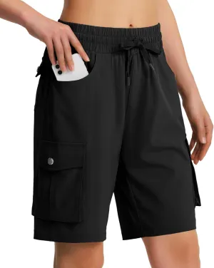 Women's 9" Hiking Cargo Shorts Quick Dry Lightweight Summer Shorts for Camping Travel Golf 6 Pockets