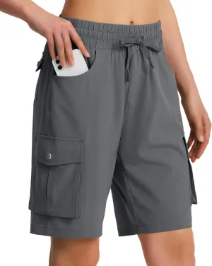 Women's 9" Hiking Cargo Shorts Quick Dry Lightweight Summer Shorts for Camping Travel Golf 6 Pockets