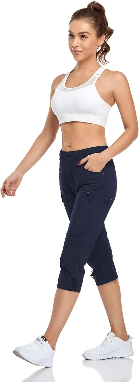 Women's Capri Pants Lightweight Outdoor Cargo Hiking Capris Quick Dry UPF 50 with Zipper Pockets