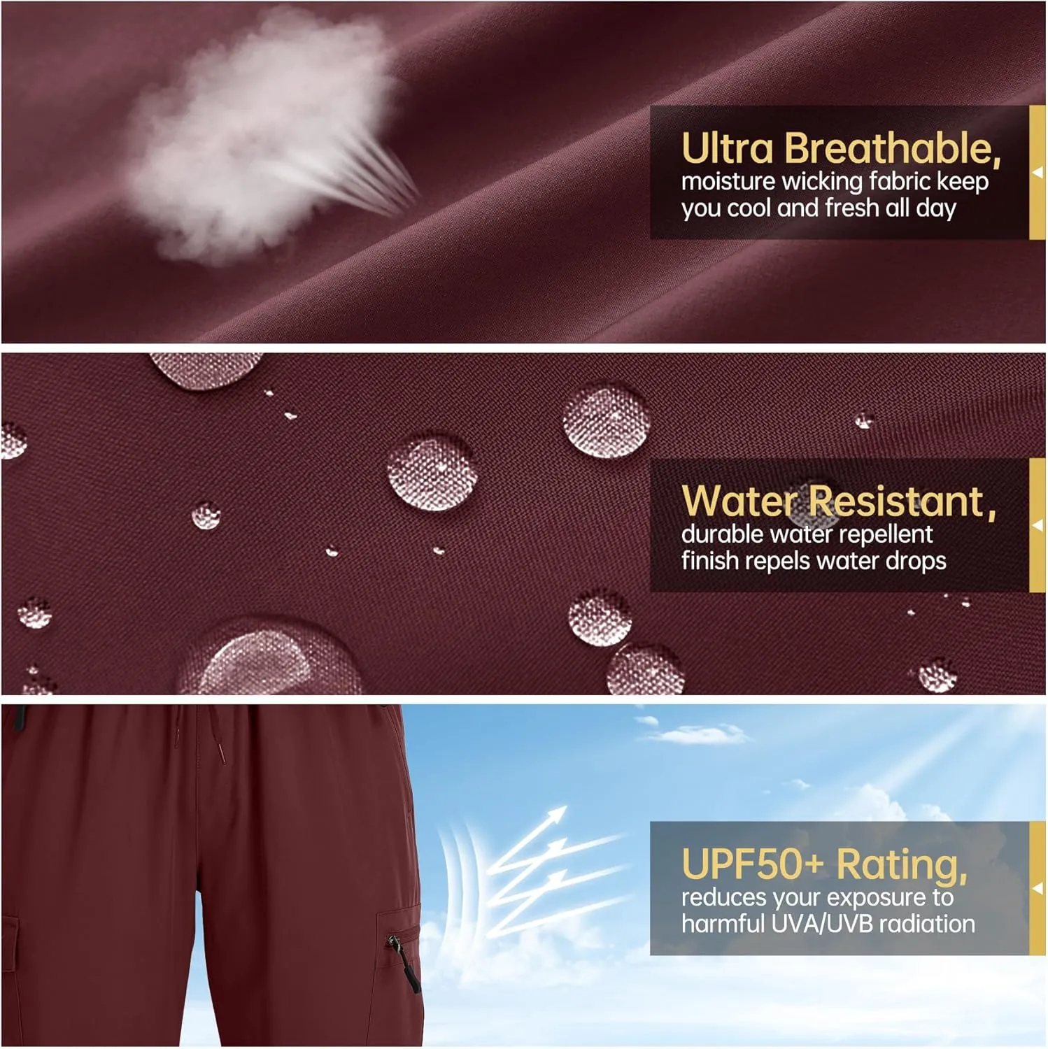 Women's Cargo Hiking Pants Camping Fishing Drift Quick Dry Water Resistant UPF50  Workout Travel Pants 5 Zip Pockets