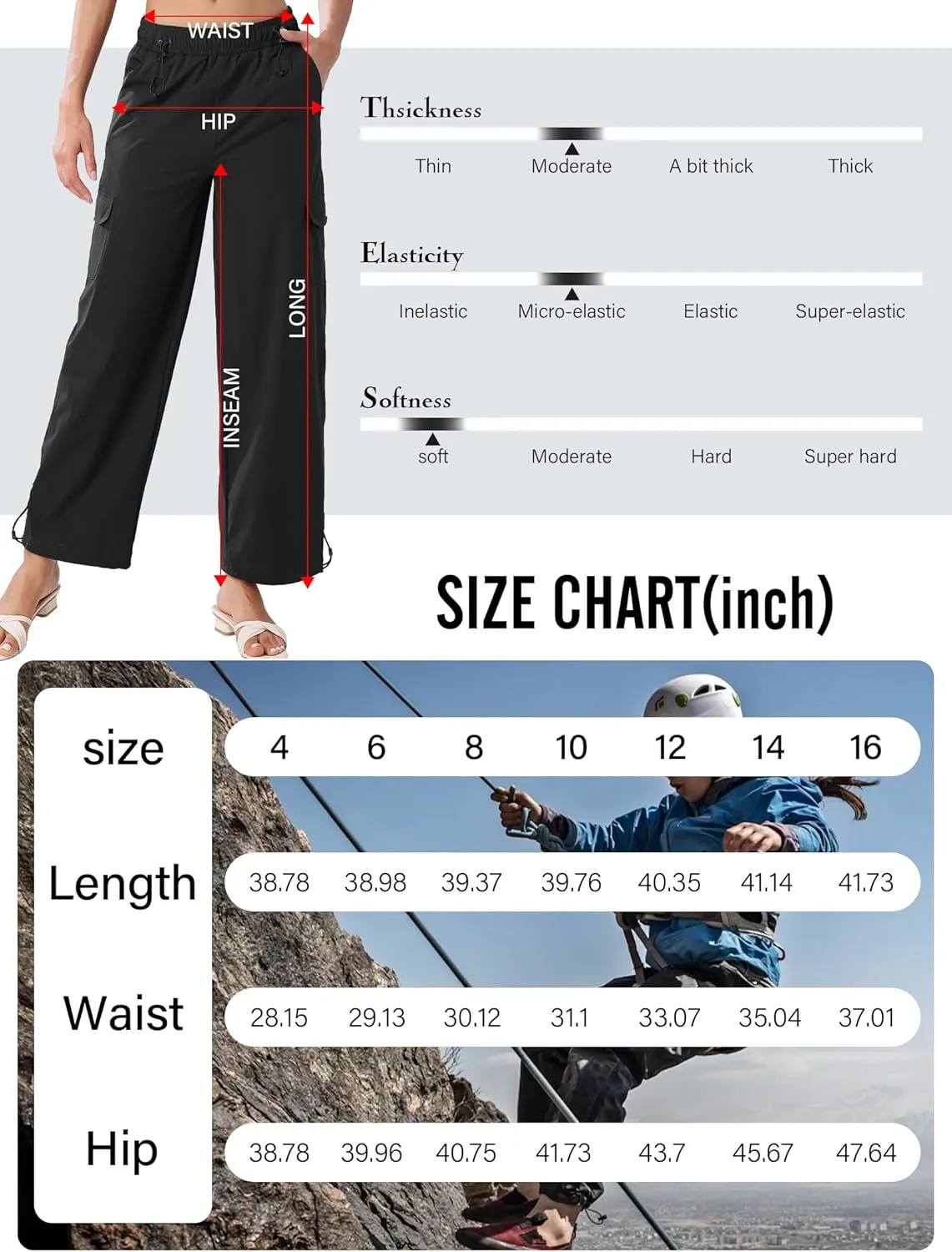 Women's Cargo Hiking Pants Waterproof Quick Dry Pants Outdoor Water Resistance Stretch Lightweight for Safari Casual Camping