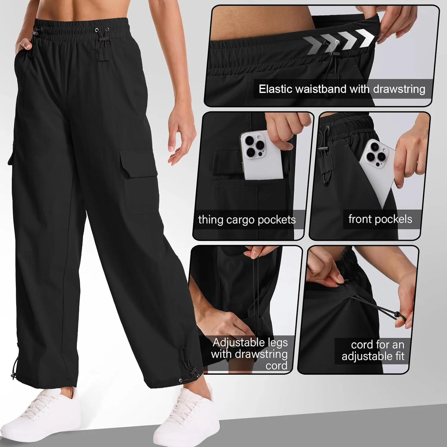 Women's Cargo Hiking Pants Waterproof Quick Dry Pants Outdoor Water Resistance Stretch Lightweight for Safari Casual Camping