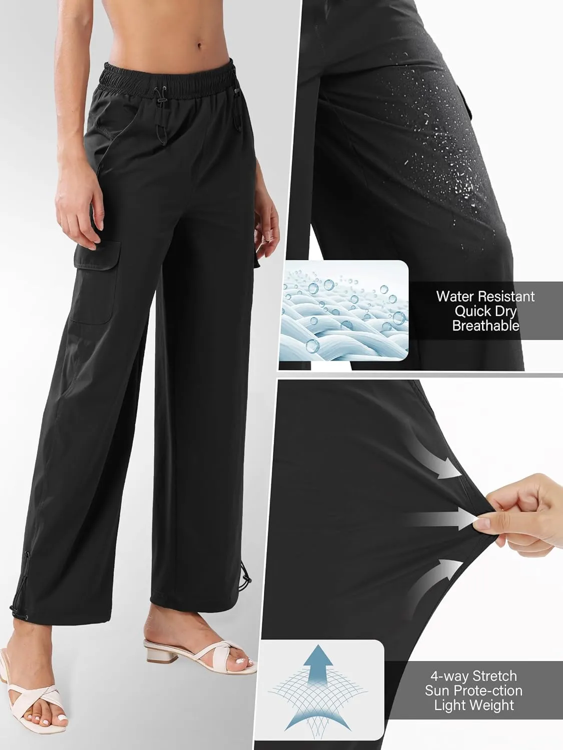 Women's Cargo Hiking Pants Waterproof Quick Dry Pants Outdoor Water Resistance Stretch Lightweight for Safari Casual Camping