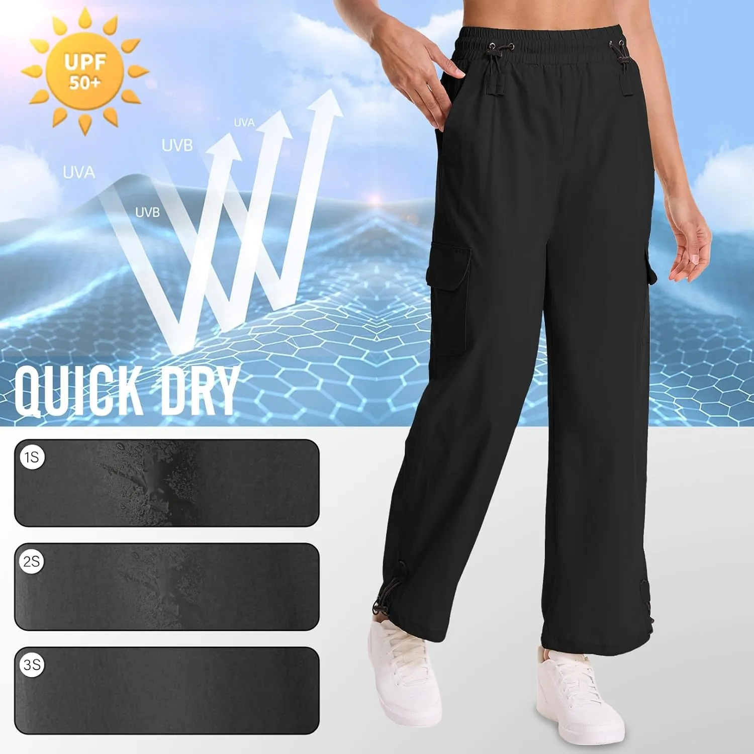Women's Cargo Hiking Pants Waterproof Quick Dry Pants Outdoor Water Resistance Stretch Lightweight for Safari Casual Camping