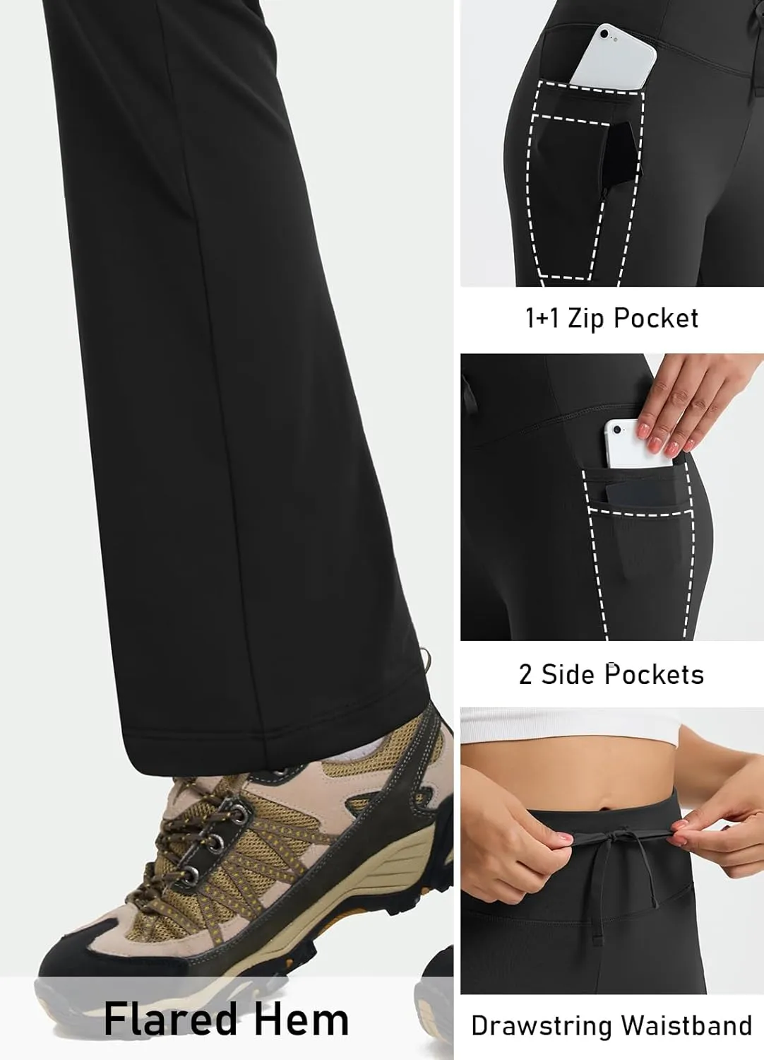 Women's Fleece Lined Pants Straight Leg Thermal Sweatpants Water Resistant Hiking Yoga Dress Pants Flare Leggings
