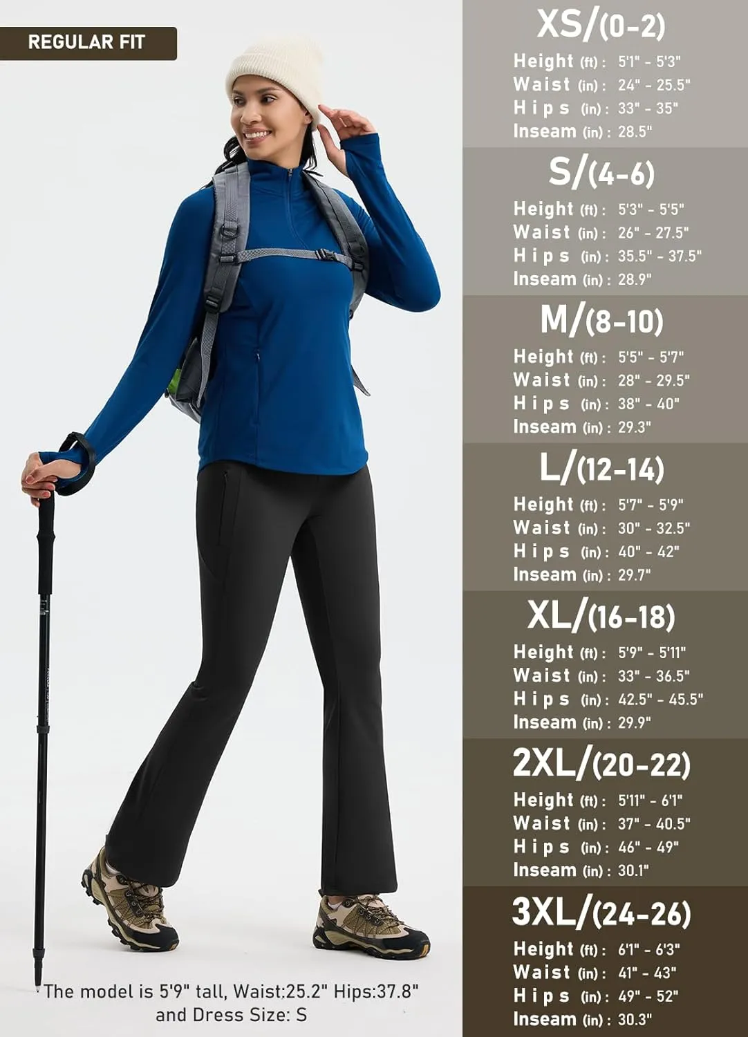 Women's Fleece Lined Pants Straight Leg Thermal Sweatpants Water Resistant Hiking Yoga Dress Pants Flare Leggings