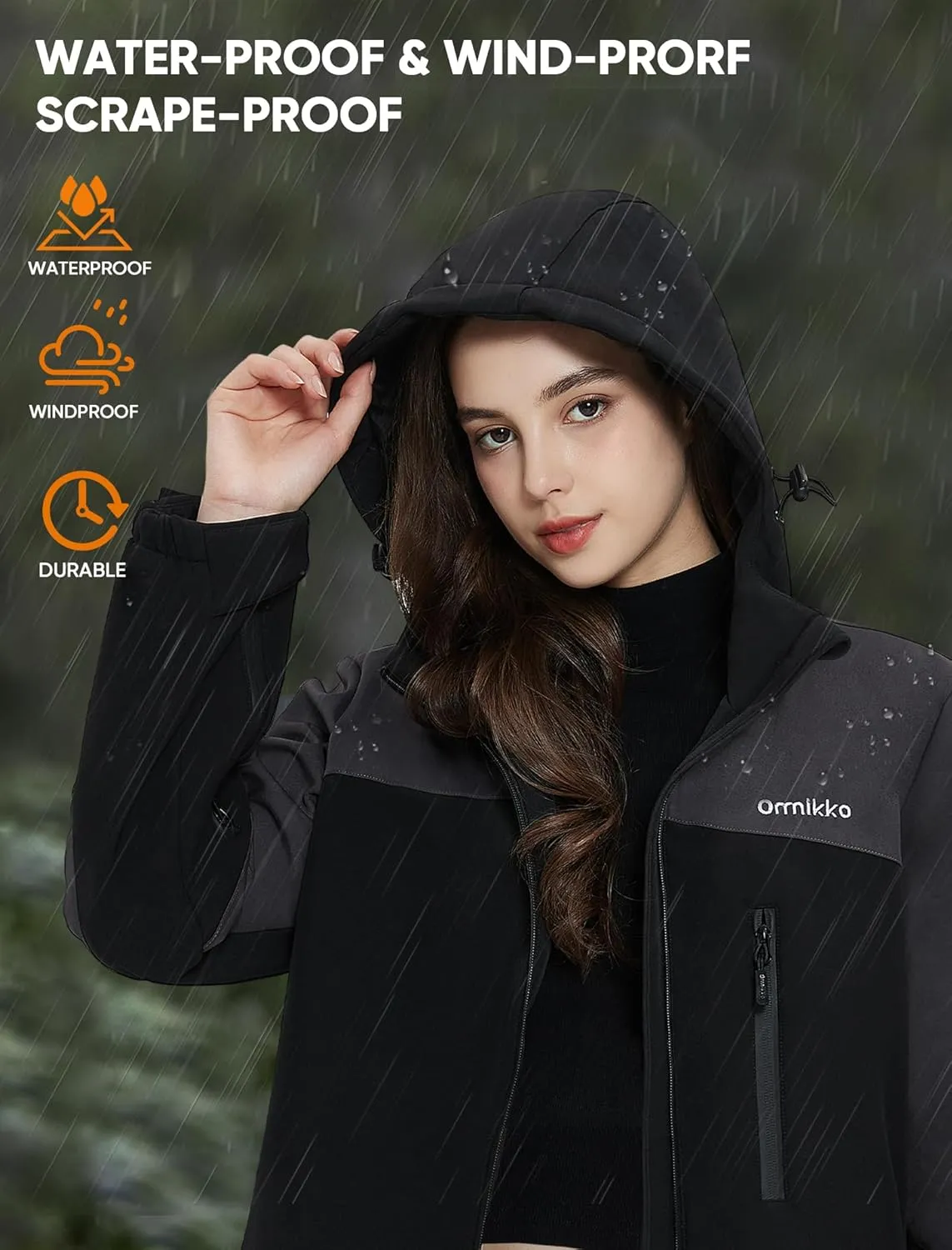 Womens Heated Jacket with Battery Pack - 20000mAh Rechargeable Winter Outdoor Work Self Electric Jacket with Hood