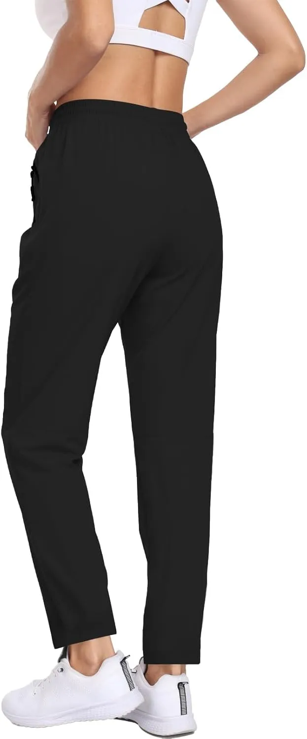 Womens Hiking Pants Waterproof Quick Dry Elastic Waist Drawstring Sweatpants UPF 50  Lightweight Travel Casual