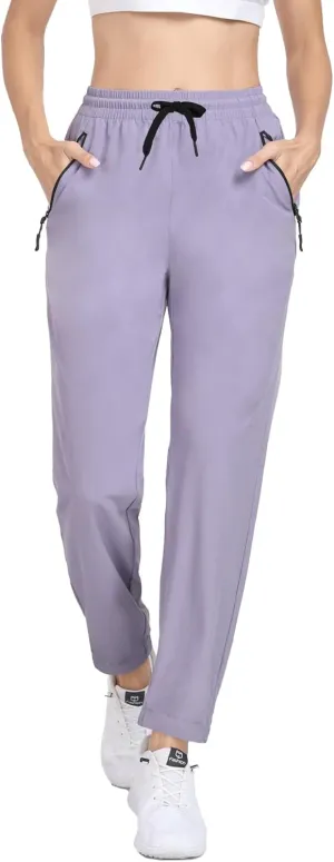 Womens Hiking Pants Waterproof Quick Dry Elastic Waist Drawstring Sweatpants UPF 50  Lightweight Travel Casual