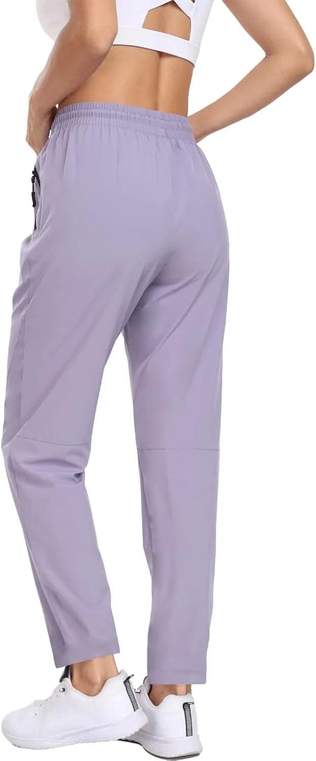 Womens Hiking Pants Waterproof Quick Dry Elastic Waist Drawstring Sweatpants UPF 50  Lightweight Travel Casual