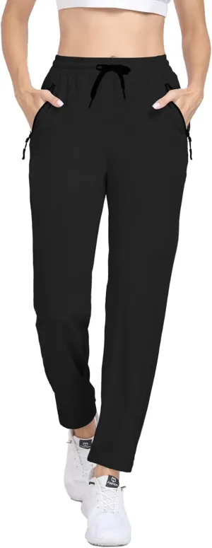 Womens Hiking Pants Waterproof Quick Dry Elastic Waist Drawstring Sweatpants UPF 50  Lightweight Travel Casual