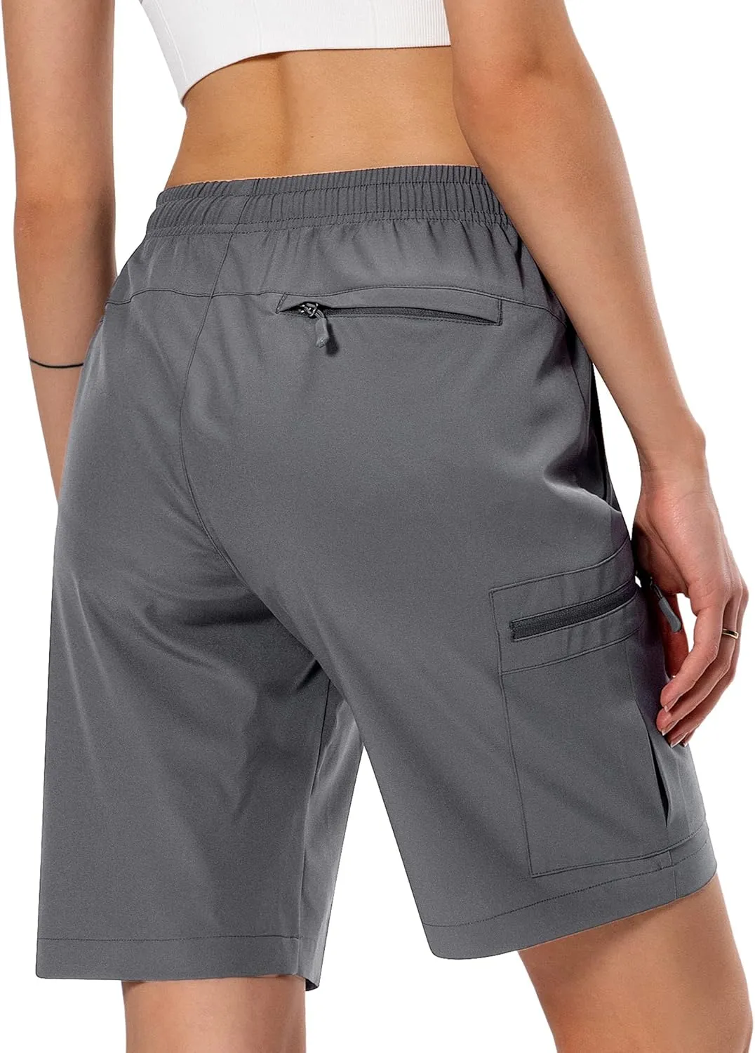 Women's Lightweight Hiking Cargo Shorts Quick Dry Athletic Shorts for Camping Travel Golf with Zipper Pockets Water Resistant