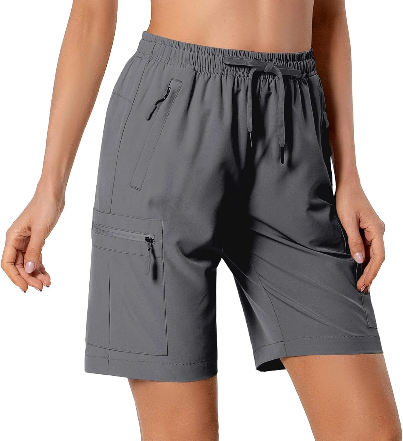 Women's Lightweight Hiking Cargo Shorts Quick Dry Athletic Shorts for Camping Travel Golf with Zipper Pockets Water Resistant