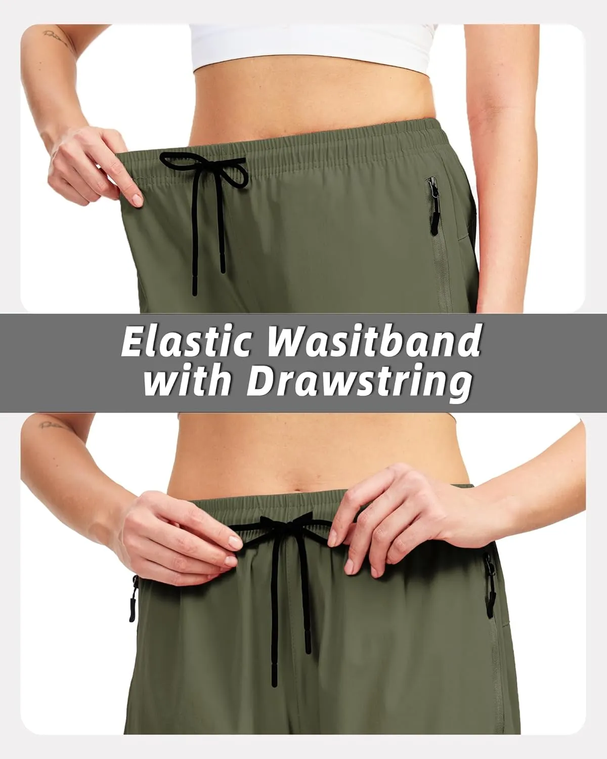 Women's Lightweight Hiking Cargo Shorts Quick Dry Athletic Shorts for Camping Travel Golf with Zipper Pockets