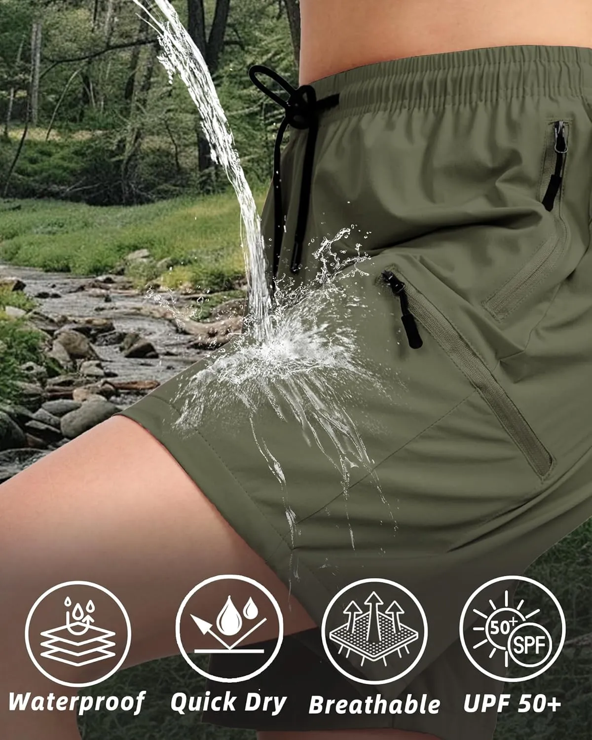 Women's Lightweight Hiking Cargo Shorts Quick Dry Athletic Shorts for Camping Travel Golf with Zipper Pockets