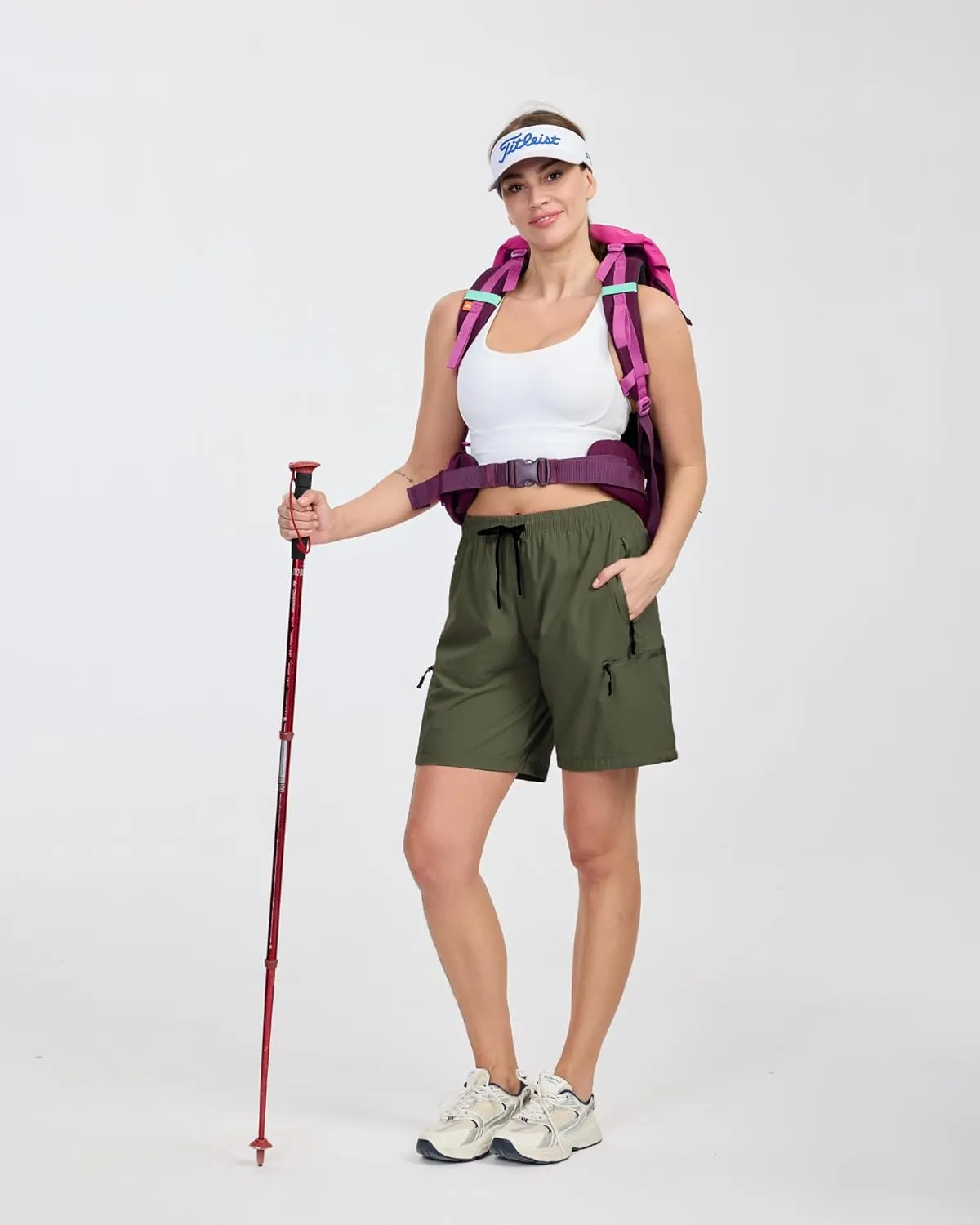 Women's Lightweight Hiking Cargo Shorts Quick Dry Athletic Shorts for Camping Travel Golf with Zipper Pockets