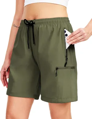 Women's Lightweight Hiking Cargo Shorts Quick Dry Athletic Shorts for Camping Travel Golf with Zipper Pockets