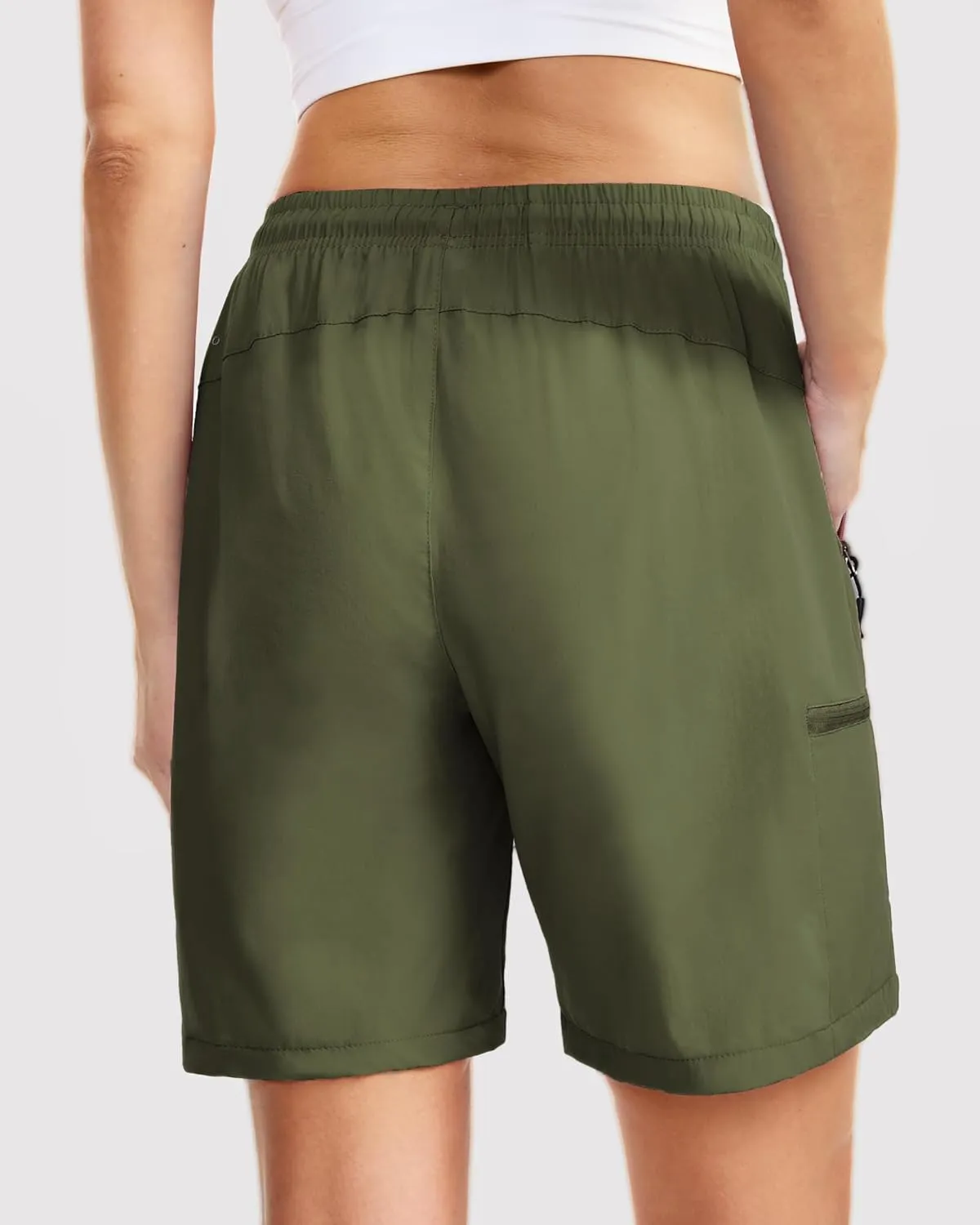 Women's Lightweight Hiking Cargo Shorts Quick Dry Athletic Shorts for Camping Travel Golf with Zipper Pockets
